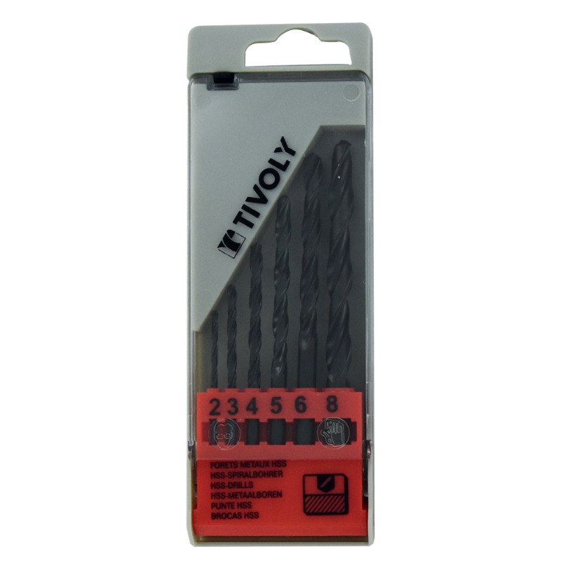 6 forets métaux HSS laminés Ø 2 à 8mm TIVOLY - 50200170010