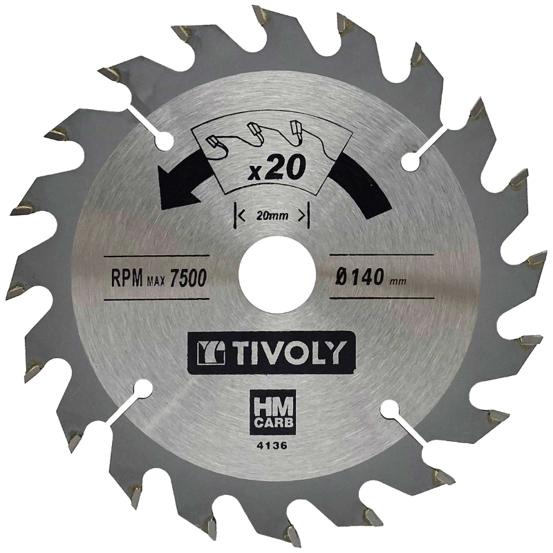 Lame de scie circulaire -Débit - Pour Bois et plâtre -Pour scie portative Ø: 140 x Ø2: 20 x Z: 20 TIVOLY - XT50514004136
