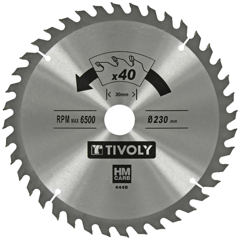 Lame de scie circulaire -Finition - Pour Bois dur, stratifié, parquet -Pour scie portative Ø: 230 x Ø2: 30 x Z: 40 TIVOLY - XT50514004448