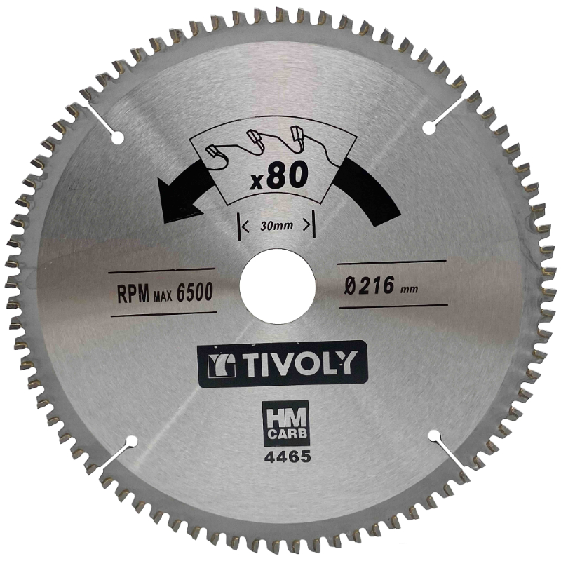 Lames de scie circulaire -Finition -Pour plastique, aluminium, bois durs -Pour scie portative Ø: 190 x Ø2: 30 x Z: 60 TIVOLY - XT50514004462