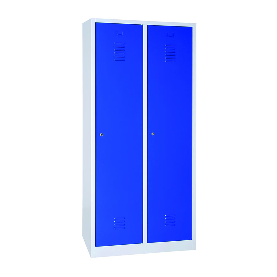 Vestiaire industrie Salissant 2 cases grises portes bleues - Lot de 8 - MOBIKA - VE-IS2C-002