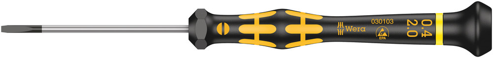 Tournevis Kraftform Micro pour vis à fente 1578 A ESD Micro 0,40 x 2,0 x 60 mm WERA - 05030103001