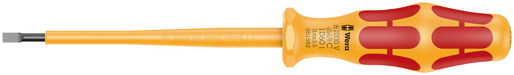 VDE Tournevis isolé pour vis à fente 1060 i 0,6 x 3,5 x 100 mm Wera - 05051582001
