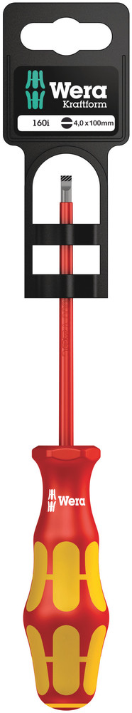 Tournevis isolé pour vis à fente 160 i 0,8 x 4,0 x 100 mm Hang-Tag WERA - 05100003001