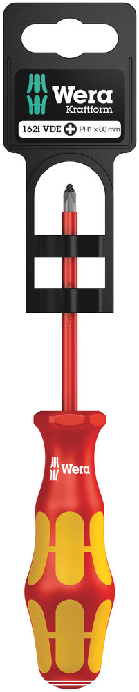Tournevis isolé pour vis cruciformes PH 162 i PH 1 x 80 mm Hang-Tag WERA - 05100011001