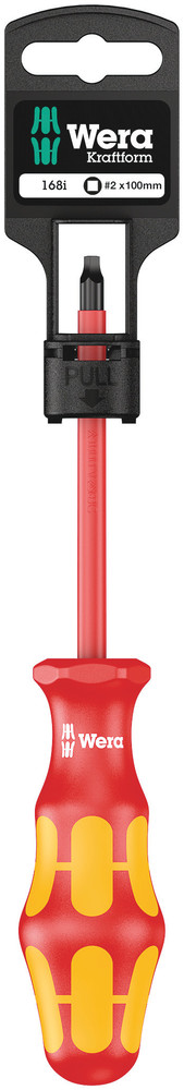 Tournevis isolé pour vis à empreinte carrée 168 i # 2 x 100 mm Hang-Tag WERA - 05100025001