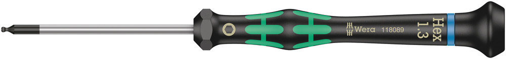 Tournevis électronicien hexagonal à tête sphérique 2052 1,3 x 60 mm WERA - 05118089001
