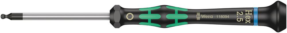 Tournevis électronicien hexagonal à tête sphérique 2052 2,5 x 60 mm WERA - 05118094001