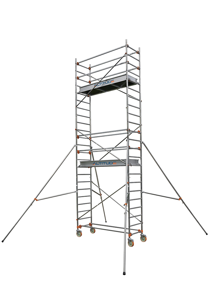 Échafaudage roulant aluminium DUARIB AL205 base standard + lisse + plancher mod. hauteur travail 8.90 m  - 513737