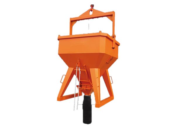 Benne à béton à tuyau 1500L droite déclenchement à corde EICHINGER 1034.14