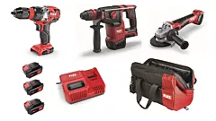 Pack bâtiment : meuleuse, perforateur, perceuse, batteries & chargeur + sac - FLEX - 921134 