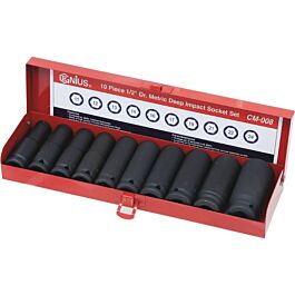 Coffret 10 douilles à chocs 1/2' serie longue + coffret métallique DRAKKAR TOOLS - 10832