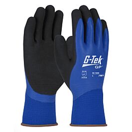 Gants doublure polyester double enduction latex bleu - Lot de 12 - G-TEK - 55-1600