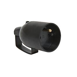 FICHE FEMELLE AVEC ANNEAU 2P+T 16A DROITE A COIFFE NOIR - DEBFLEX - 713560