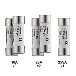 5 FUSIBLES AVEC VOYANT 2X (16A, 20A) 1X 25A - DEBFLEX - 715016