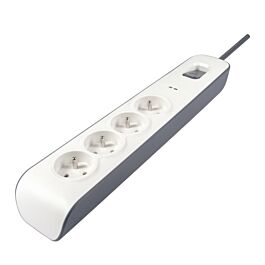 BLOC PARAFOUDRE 4 PRISES 2P+T AVEC INTERRUPTEUR 2M BLANC/GRIS - DEBFLEX - 722441