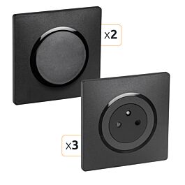 CASUAL EVO LOT COMPLET 3 PRISES 2P+T AFFLEURANT + 2 VA ET VIENT NOIR  - DEBFLEX - 749665