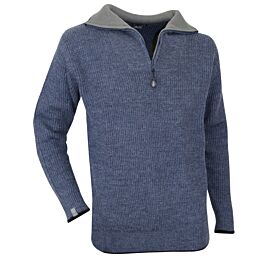 Pull camionneur côtes anglaises chevalées CACAO BLEU NUIT - LMA LEBEURRE - 803170