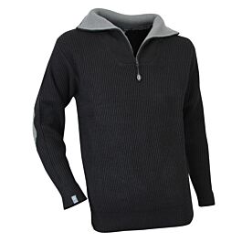 Pull camionneur côtes anglaises chevalées CACAO NOIR - LMA LEBEURRE - 803170