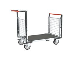 Chariot modulaire grillagé 2 dossiers + plateau bois avec tapis caoutchouc 1000x600 mm 500 kg - FIMM - 806724562