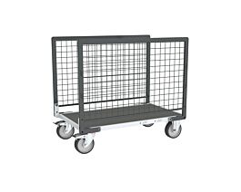 Chariot grillagé avec 2 ridelles et plateau bois avec tapis 1000x600 mm 500 kg - FIMM - 806724563