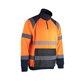 Sweat col montant HV PRECISION ORANGE MARINE - LMA LEBEURRE - 8085