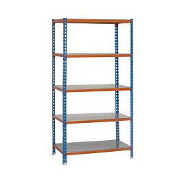 Rayonnage métallique léger sans vis 2000x1200x500 - 5 niveaux Bleu/Orange - SIMON RACK - 8425437076978