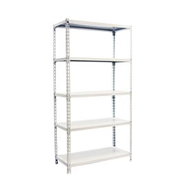 Rayonnage métallique léger sans vis 2000x1200x500 - 5 niveaux Blanc - SIMON RACK - 8425437076985