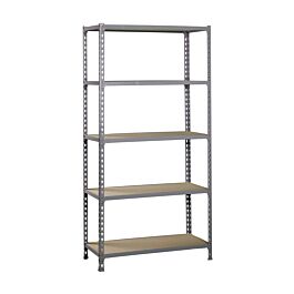 Rayonnage bois-métal léger sans vis 2000x1200x300 - 5 niveaux Gris/Bois - SIMON RACK - 8425437077500
