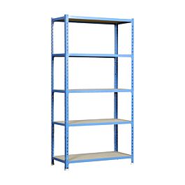 Rayonnage bois-métal léger sans vis 2000x1200x400 - 5 niveaux Bleu/Bois - SIMON RACK - 8425437077517