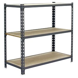 Rayonnage bois-métal léger sans vis 1000x900x300 - 3 niveaux Gris/Bois - SIMON RACK - 8425437085628