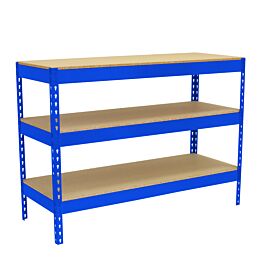 Kit établi Basic - 900x1500x450 - 3 niveaux Bleu/Bois - SIMON RACK - 8425437094026