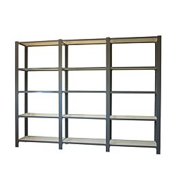 Rayonnage de bureau charge légère sans vis 2100x2700x300 - 5 niveaux Anthracite/Blanc - SIMON RACK - 8425437109249