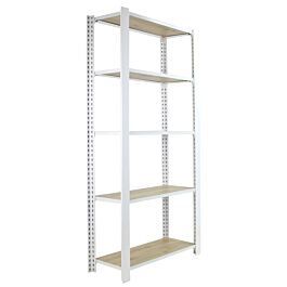 Rayonnage de bureau charge légère sans vis 2100x2400x300 - 5 niveaux Blanc - SIMON RACK - 8425437146497