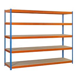 Étagère mobile charge moyenne 400kg - 2000x1500x600 - 5 niveaux Bleu/Orange/Bois - SIMON RACK - 8435104950036