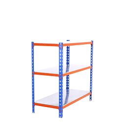 Rayonnage métallique léger sans vis 900x1100x300 - 3 niveaux Bleu/Galvanisé - SIMON RACK - 8435104953358
