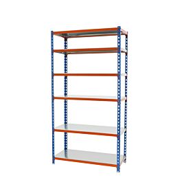 Rayonnage métallique léger sans vis 2500x900x400 - 6 niveaux Bleu/Orange - SIMON RACK - 8435104953914