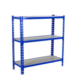 Rayonnage bois-métal léger sans vis 900x1100x400 - 3 niveaux Bleu/Bois - SIMON RACK - 8435104954959