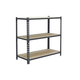 Rayonnage bois-métal léger sans vis 900x1100x500 - 3 niveaux Gris/Bois - SIMON RACK - 8435104955109
