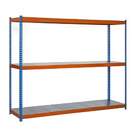 Étagère charge moyenne 500 à 600kg - 1500x1500x750 - 3 niveaux Bleu/Orange/Galvanisé - SIMON RACK - 8435104957240