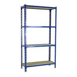 Rayonnage bois-métal léger sans vis 1500x1100x300 - 4 niveaux Bleu/Bois - SIMON RACK - 8435104960981