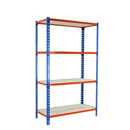 Rayonnage bois-métal léger sans vis 1500x1100x300 - 4 niveaux Bleu - SIMON RACK - 8435104960998