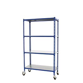 Rayonnage mobile métallique léger sans vis 1575x800x400 - 4 niveaux Bleu - SIMON RACK - 8435104963029