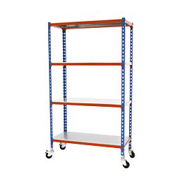 Rayonnage mobile métallique léger sans vis 1575x900x400 - 4 niveaux Bleu/Orange - SIMON RACK - 8435104963050