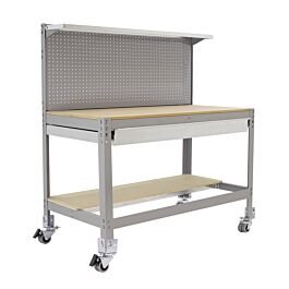 Kit établi mobile Bricolage - 1520x1510x610 - 3 niveaux Gris/Bois - SIMON RACK - 8435104985151