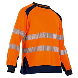 T-shirt manches longues MAILLE HV anti UV REFLET ORANGE MARINE - LMA LEBEURRE - 9208