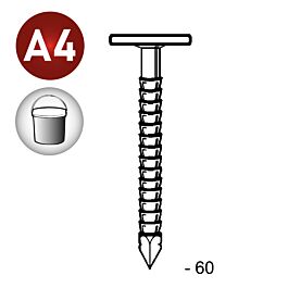 Pointe tête extra large annelées INOX 2,8/3,1X60 EN SEAU DE 5 KG - ASLAFIX - TL280609S