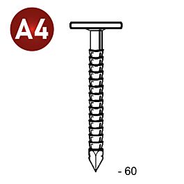 POINTES TÊTES EXTRA LARGE ANNELÉES INOX 2,8/3,1X60 - 1KG - ASLAFIX - TL280609