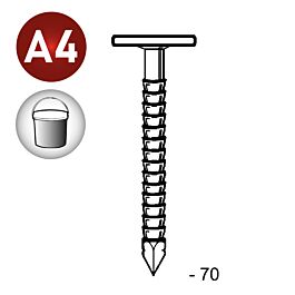 Pointe tête extra large annelées INOX 3,1/3,4X70 EN SEAU DE 5 KG - ASLAFIX - TL310709S