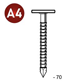 POINTES TÊTES EXTRA LARGE ANNELÉES INOX 3,1/3,4X70 - 1KG - ASLAFIX - TL310709